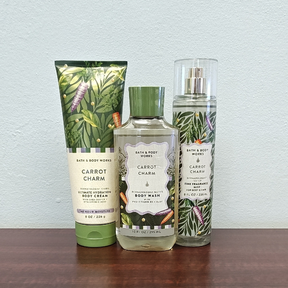 Bath & Body Works CARROT CHARM 3 Piece Body Care Bundle Set